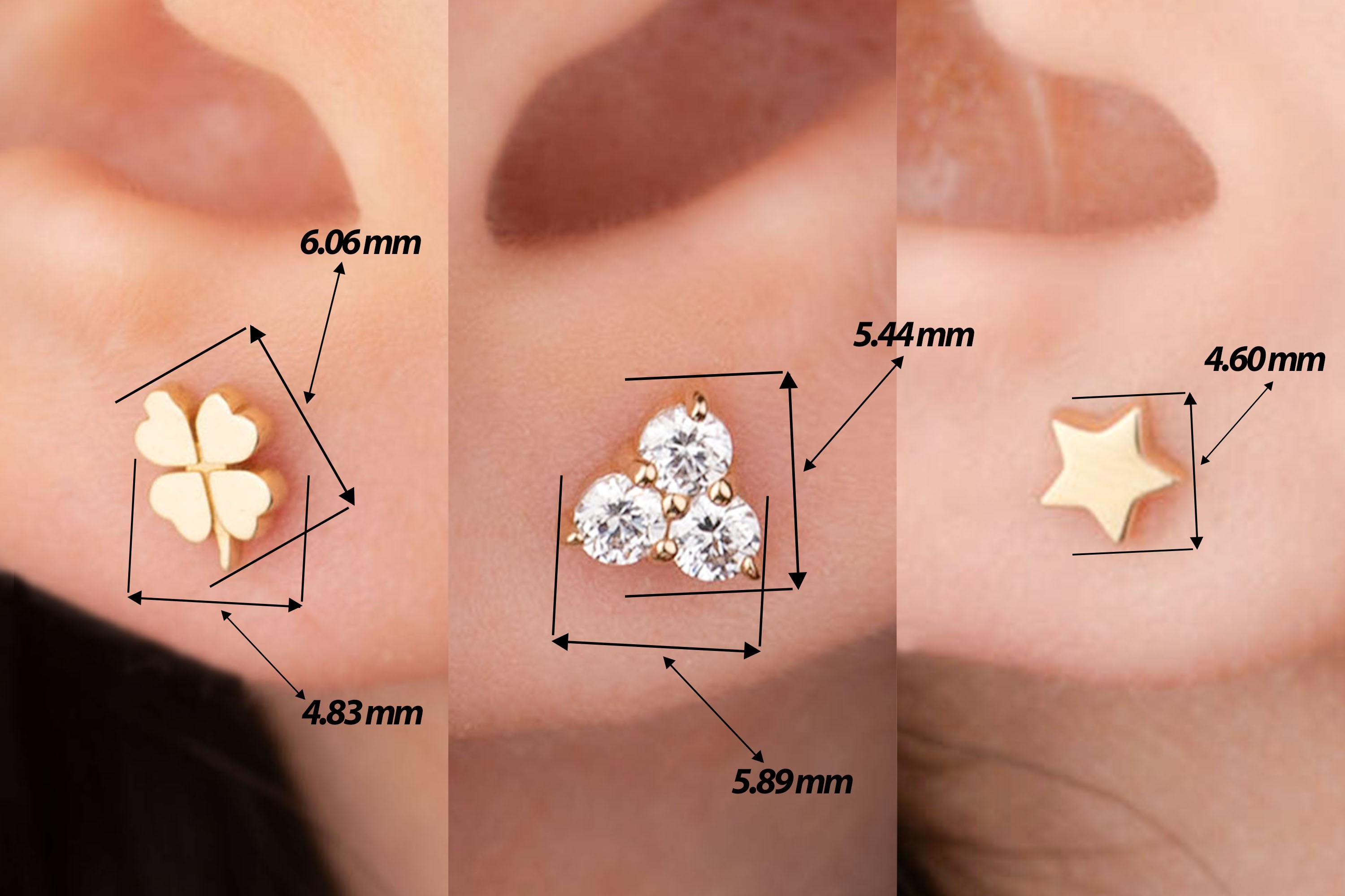 Mini Yıldız Tragus Piercing Kıkırdak