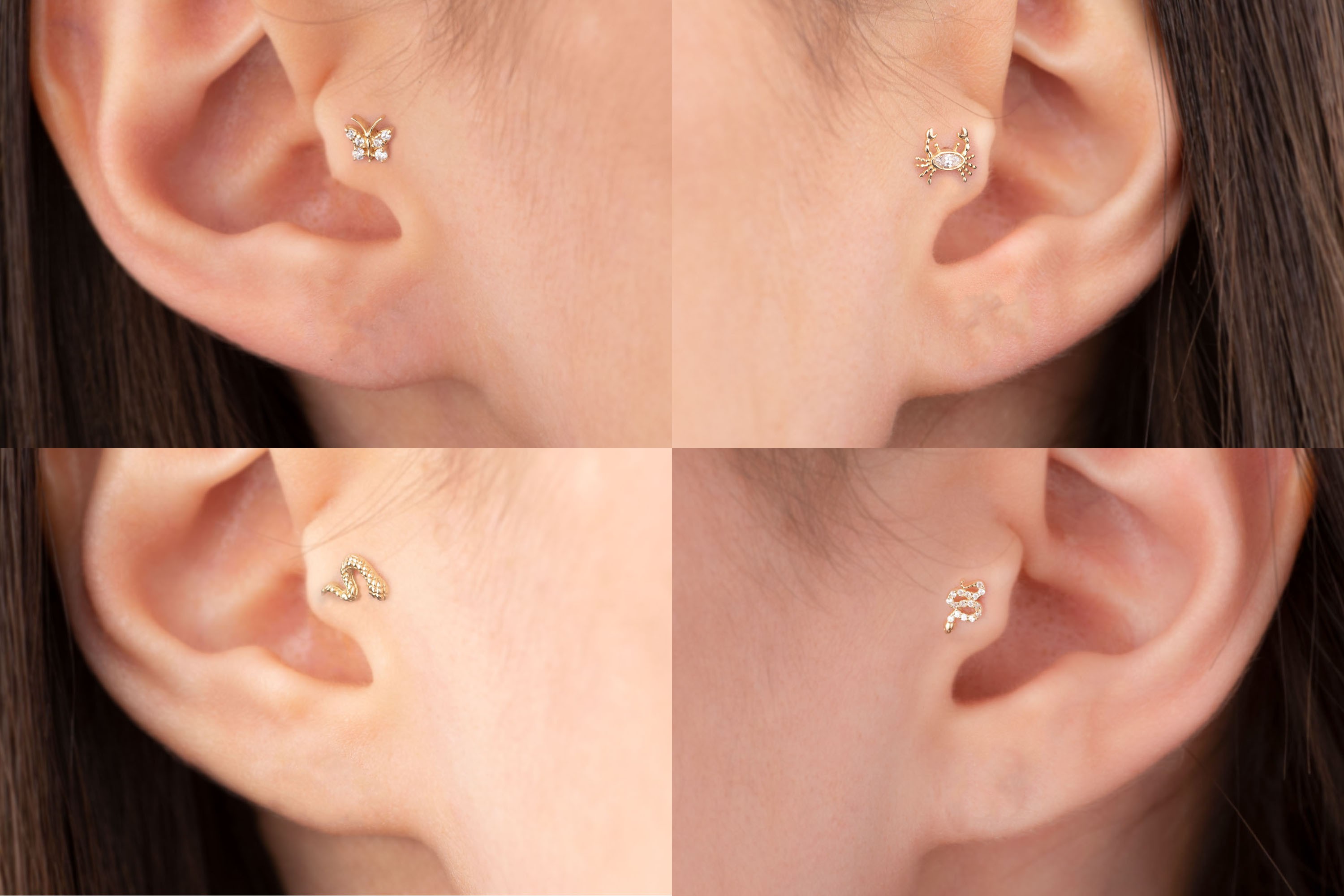 Taşlı Yılan Tragus Piercing