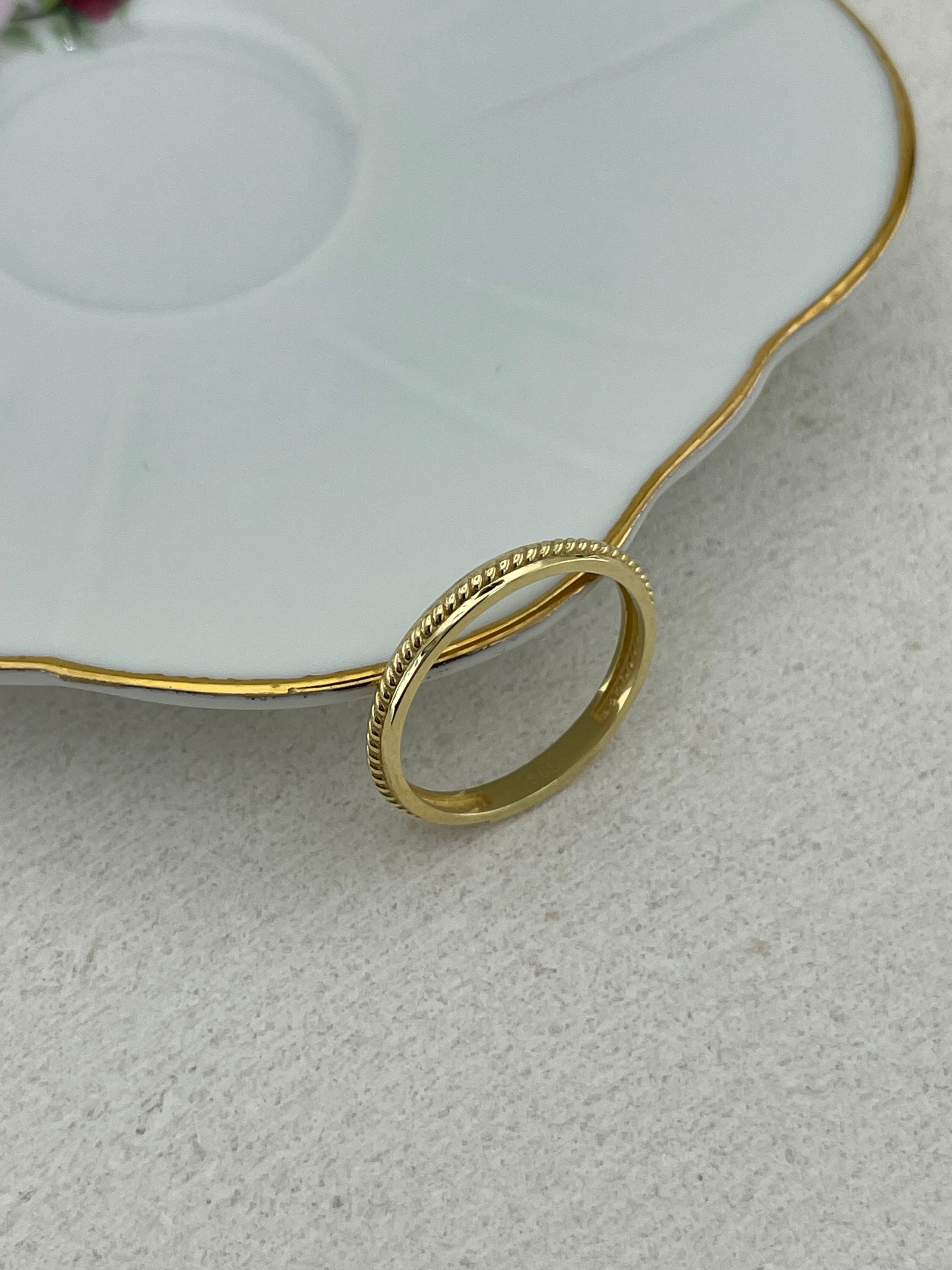 14 Ayar Altın Minimal Zincir Detaylı Yüzük
