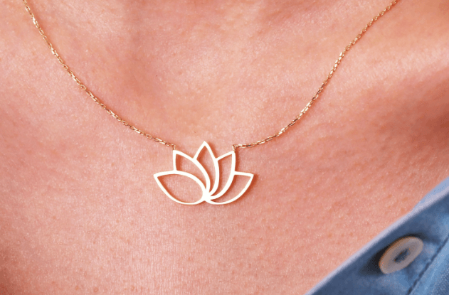 14 Ayar Lotus kolye