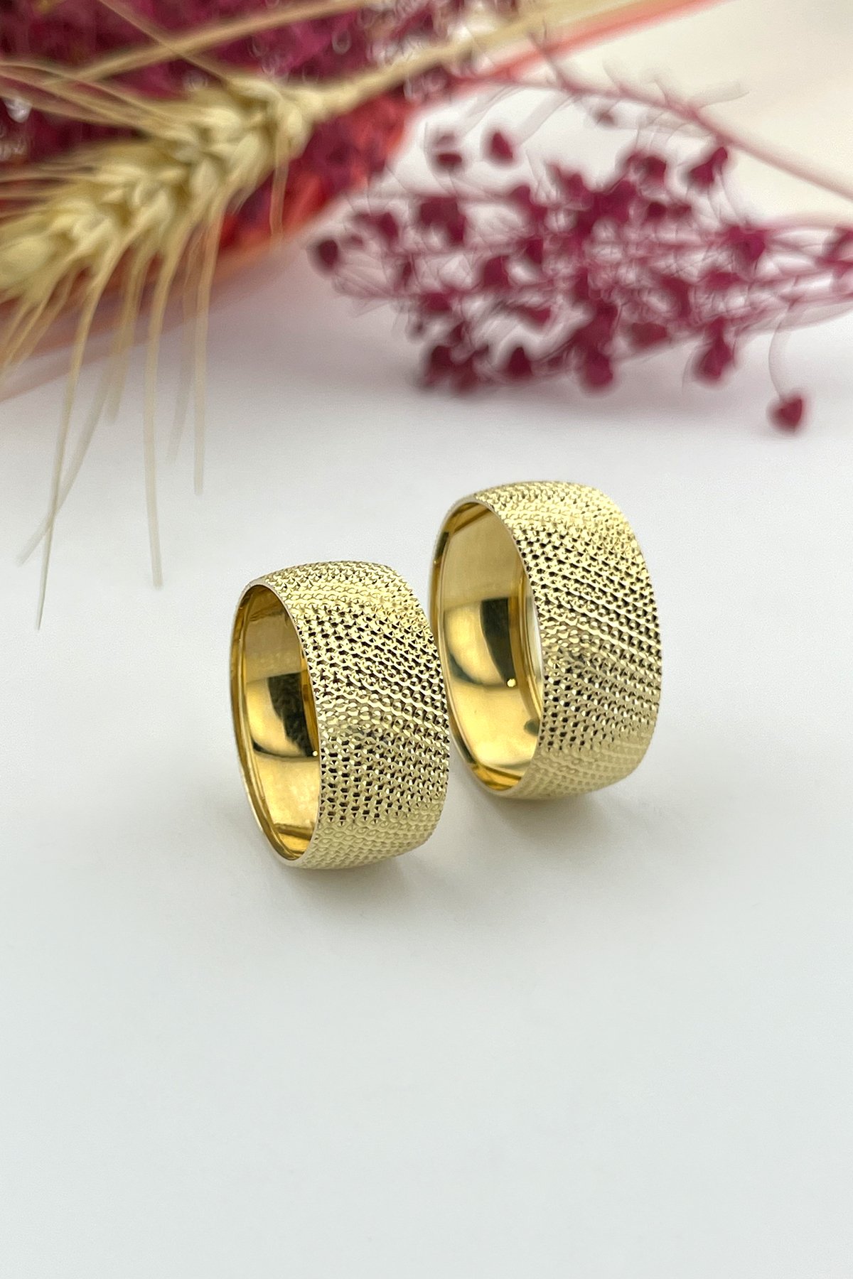 Tam Tur Noktalı Alyans, 8 mm Alyans, Düz Taşsız Alyans, Çizilmeyen, 8 milim