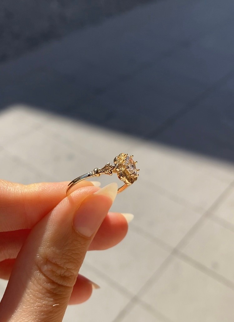 14 Ayar Altın Prenses Vintage Yüzük