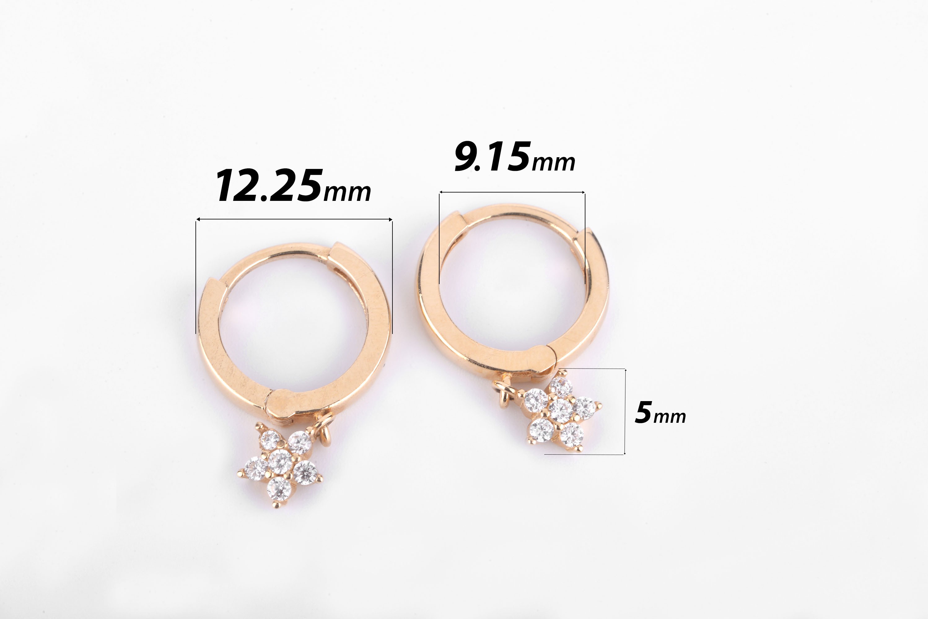 Çiçek Mini Halka, Zircon Taşlı Halka Küpe