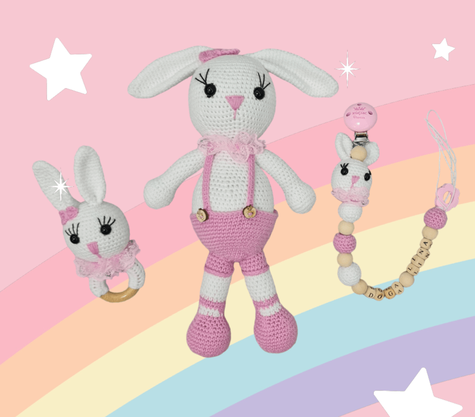 Amigurumi Tombul Tavşan 3 lü Set Organik Oyuncak