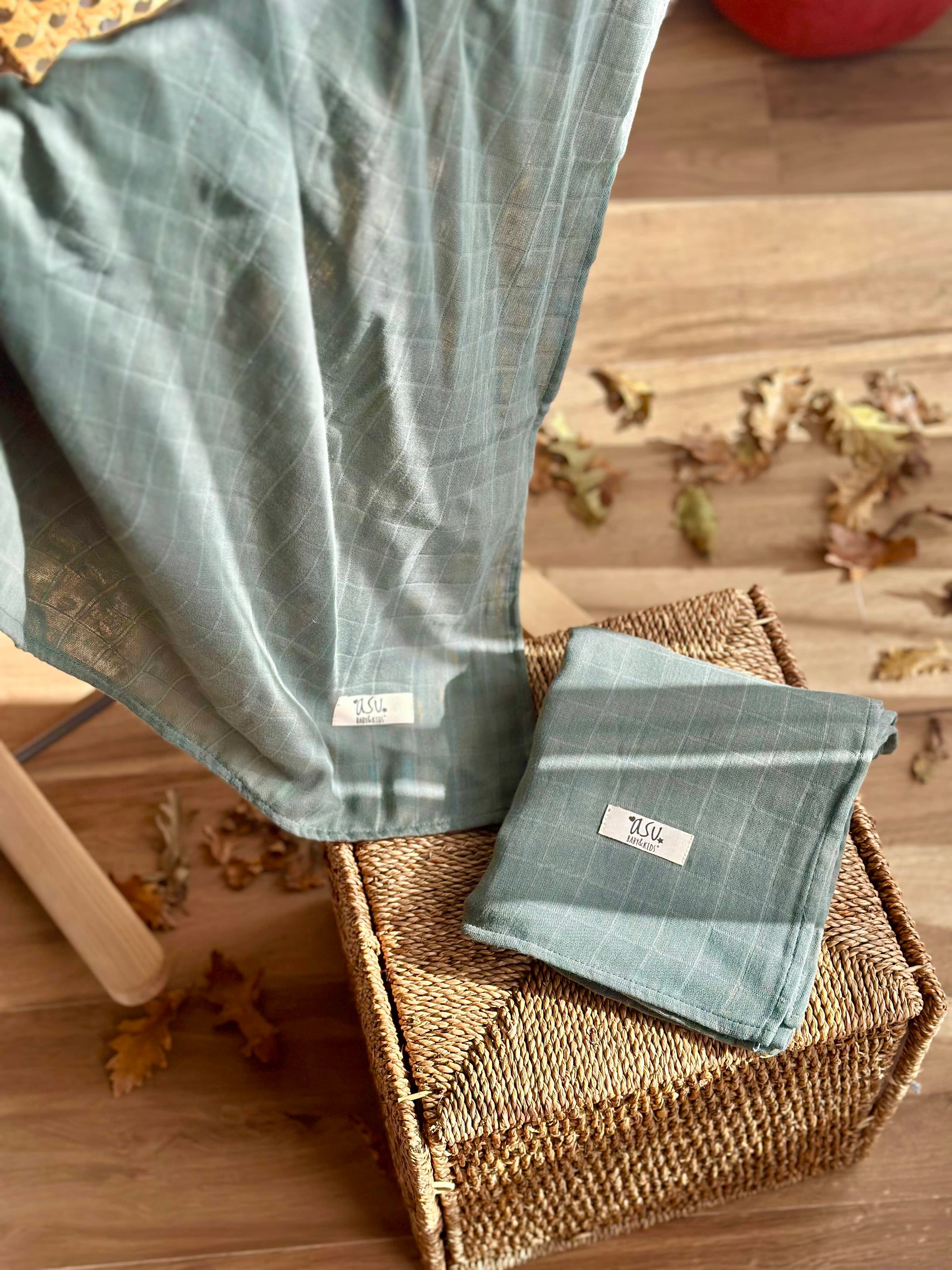 Asu Baby&Kids Mix&Match 2'li Organik Pamuk Müslin Traveller Dino&Sage Green