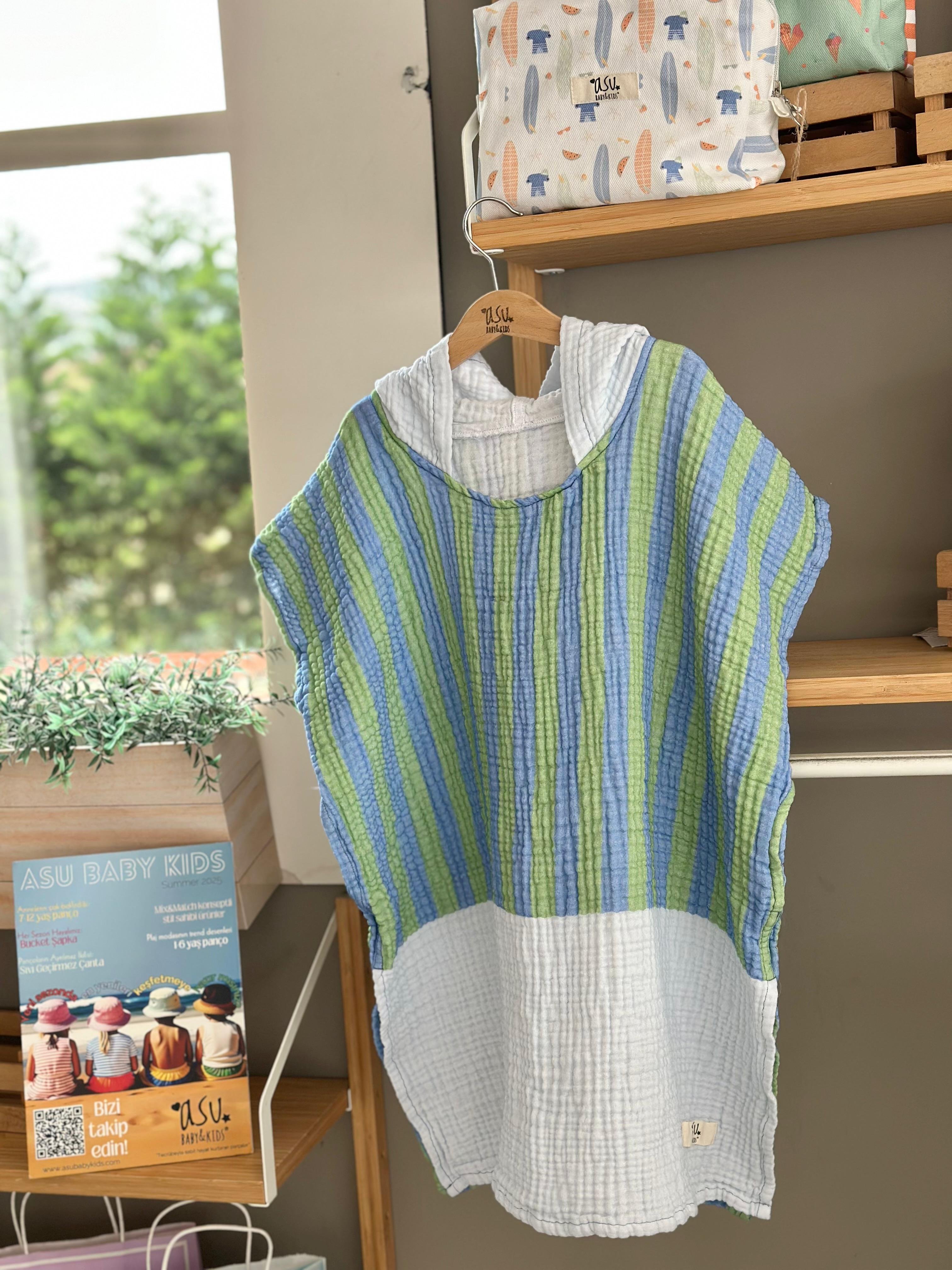 Asu Baby&Kids Green Blue Retro Müslin Panço