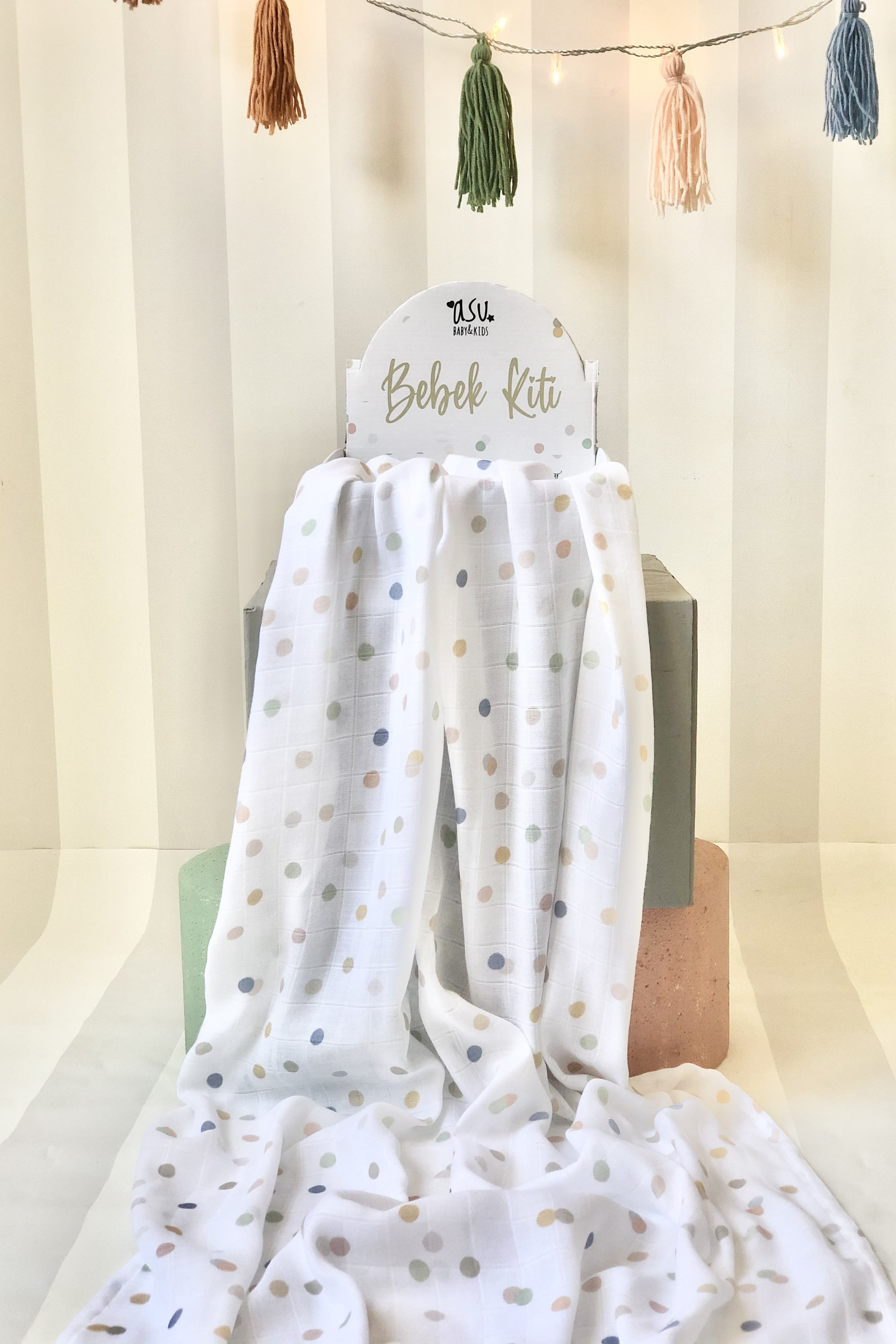 Asu Baby&Kids Pastel Mix&Match  3'lü  Organik Bambu Pamuk Müslin Sleepy-Dot-Rainbow