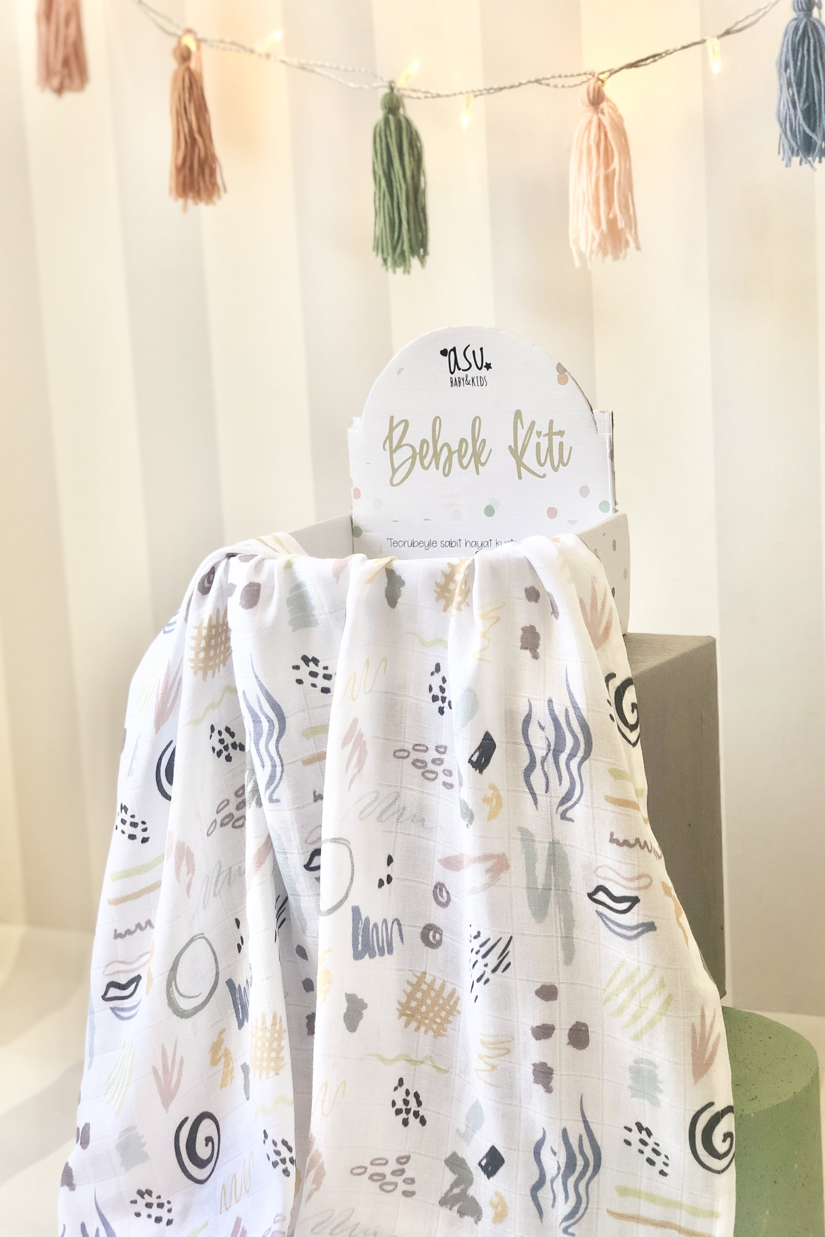 Asu Baby&Kids Pastel Mix&Match 3'lü  Organik Bambu Pamuk Müslin memphis-Dot-Rainbow