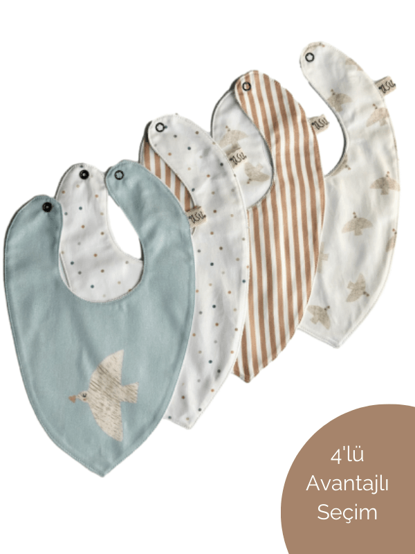Asu Baby&Kids Freebird Mix&Match 4'lü Organik Pamuk  Önlük Cream