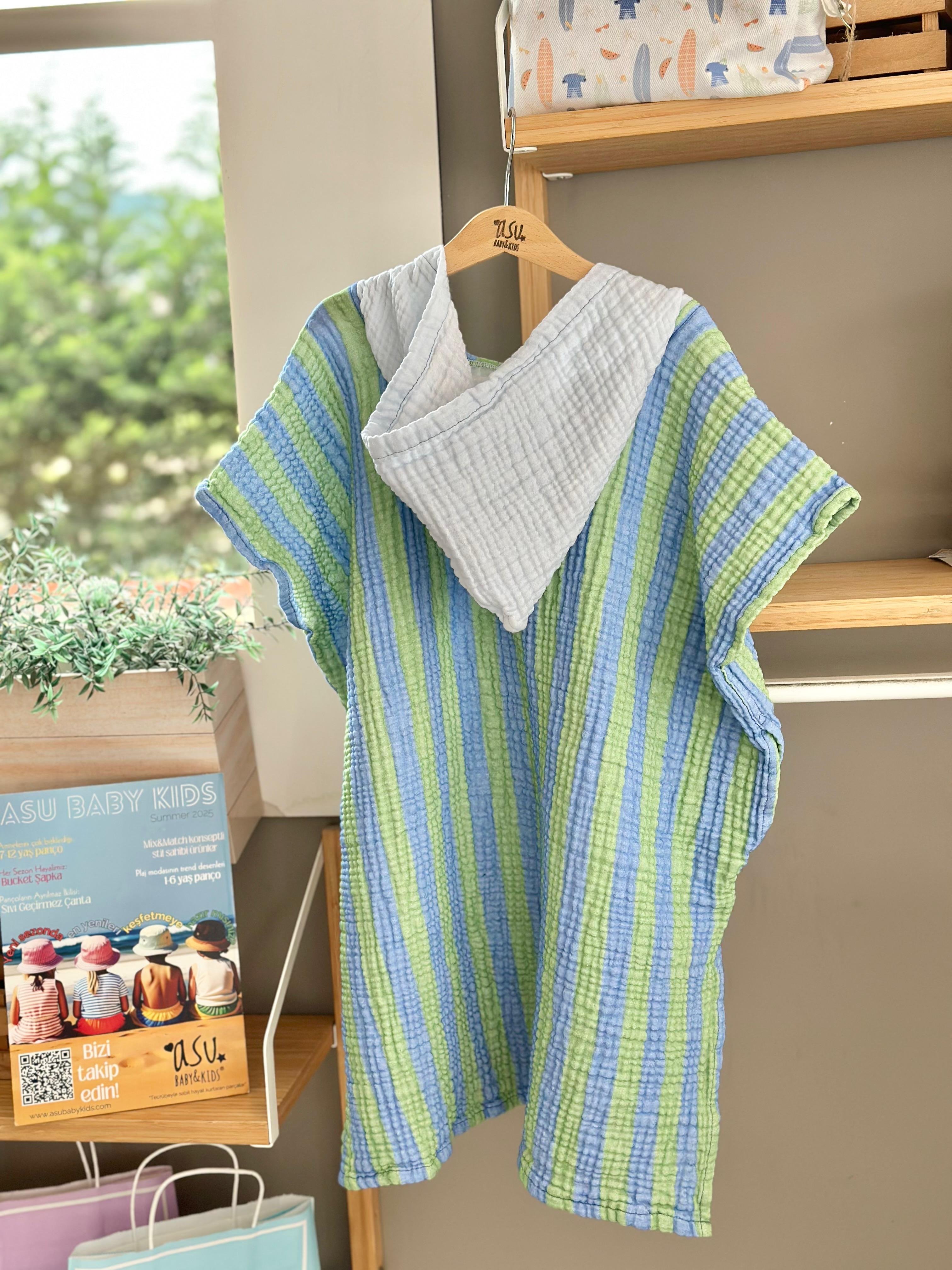 Asu Baby&Kids Green Blue Retro Müslin Panço
