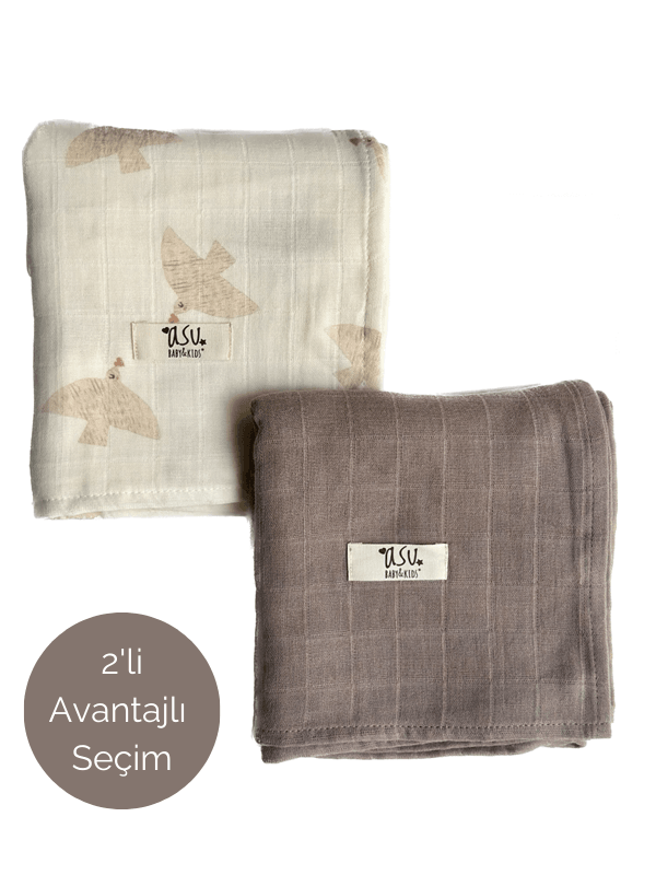 Asu Baby&Kids Mix&Match 2'li Organik Pamuk Müslin Freebird&Umber Brown