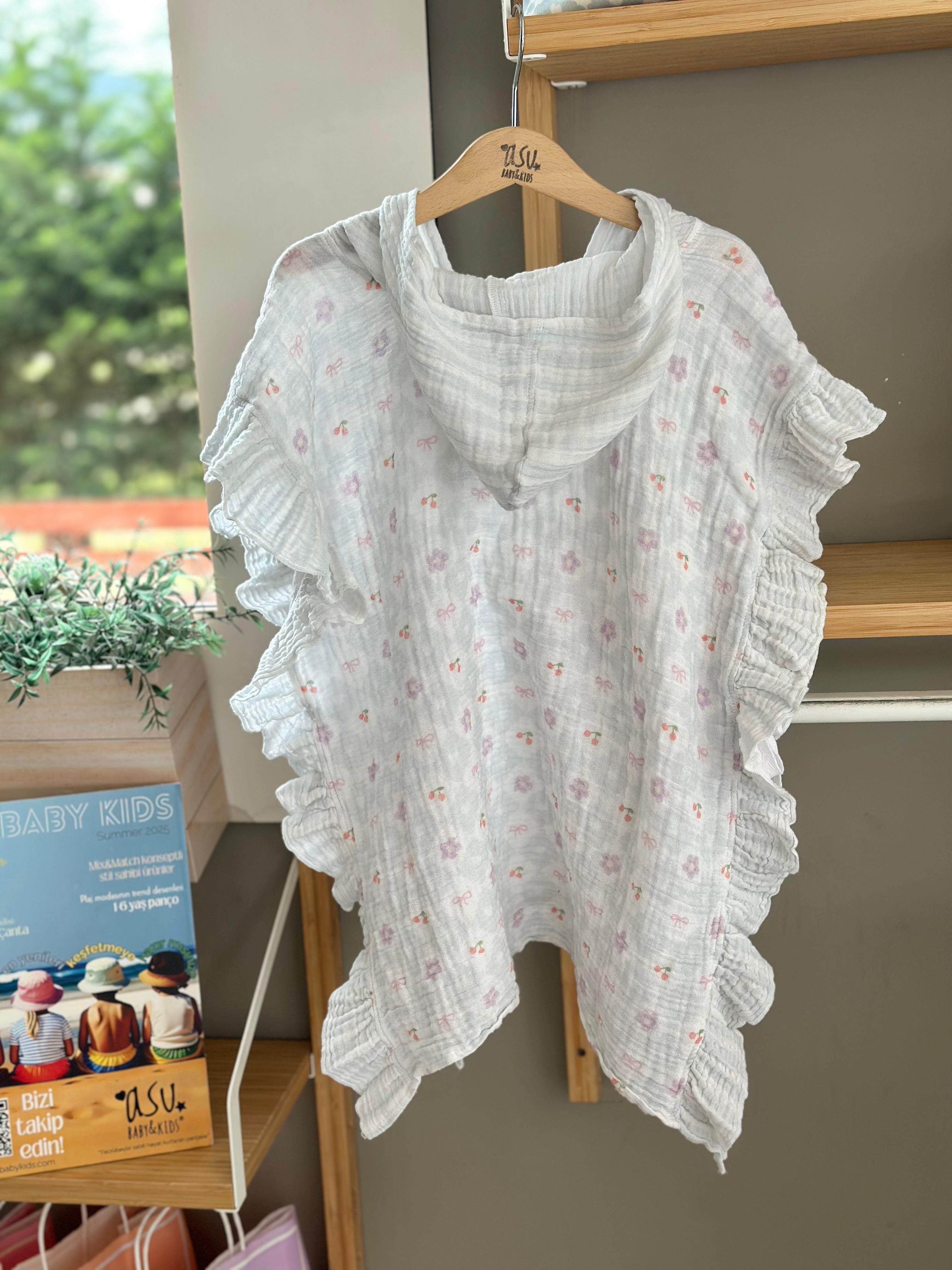 Asu Baby&Kids  Cherry Blossom Fırfırlı Müslin Panço