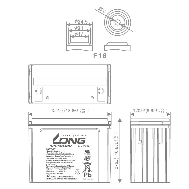 LONG KPH130-12N 12Volt 130Ah Uzun Ömürlü Kuru Tip Akü