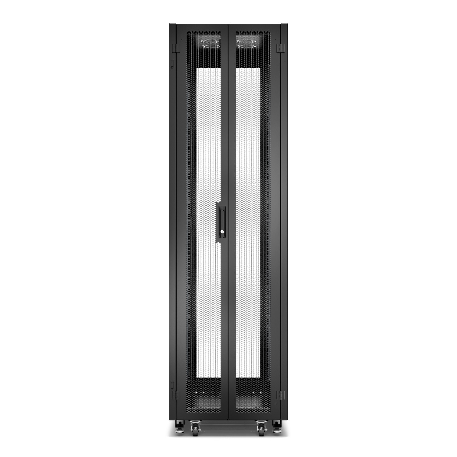 Schneider GO Rack 42U Siyah Cam Kapılı Tavan Tekerlekler 4 Braket Yan Panel ve Alt 2100H x 600W x 1000D mm