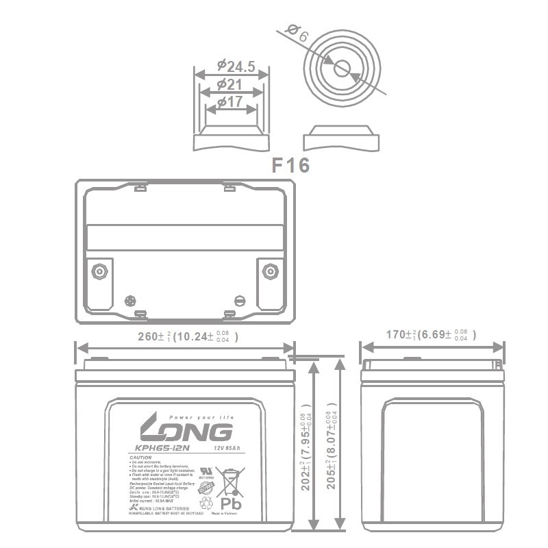 LONG KPH65-12N 12Volt 65Ah Uzun Ömürlü Kuru Tip Akü