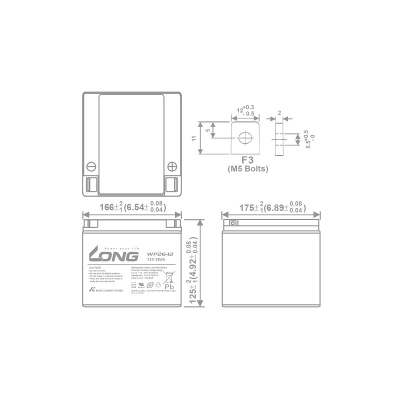 LONG WP26-12N 12Volt 26Ah Kuru Tip Akü