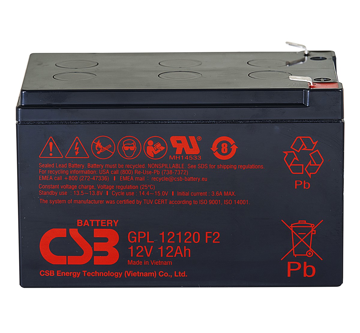 CSB GPL12120 F2 12Volt 12Ah Kuru Tip Akü