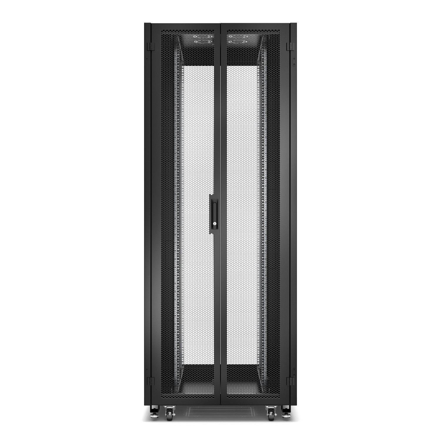 Schneider GO Rack 42U Siyah Cam Kapılı Tavan Tekerlekler 4 Braket Yan Panel ve Alt 2100H x 800W x 1000D mm