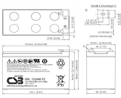 CSB HRL1234WF2FR 12Volt 9Ah Uzun Ömürlü Kuru Tip Akü