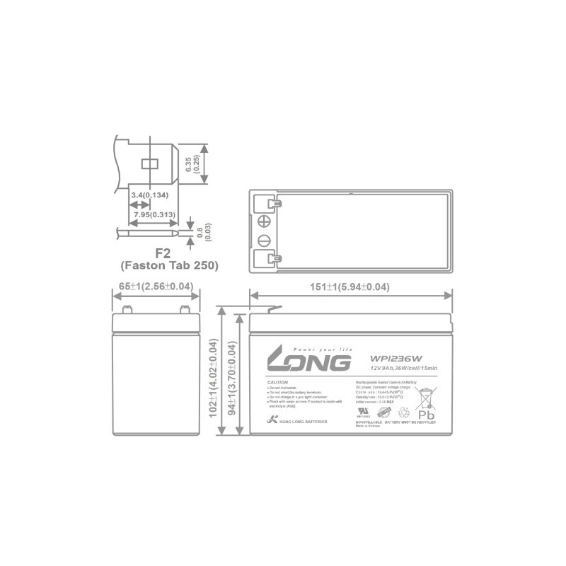 LONG WP1236W 12Volt 9Ah Kuru Tip Akü