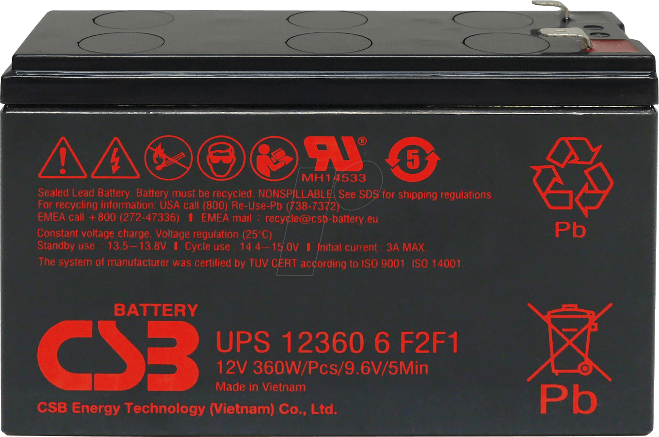 CSB UPS12360-6 F2 F1 12V 360W VRLA Battery