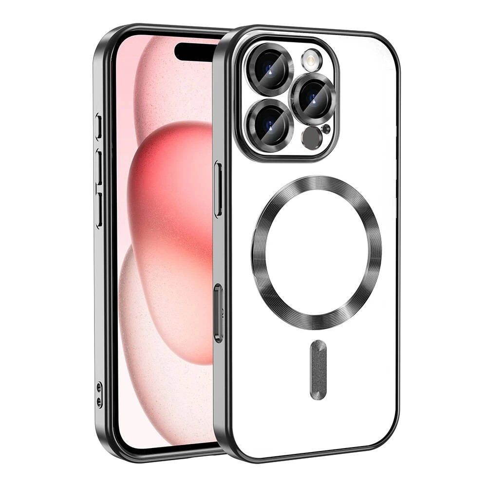 iPhone 16 Pro Kılıf Kamera Korumalı Magsafe Wireless Şarj Özellikli Zore Demre Kılıf - Siyah