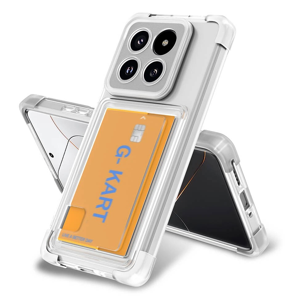 Xiaomi Mi 14 Pro Kılıf Airbag Tasarımlı Şeffaf Kartlıklı Zore G-Kart Kılıf