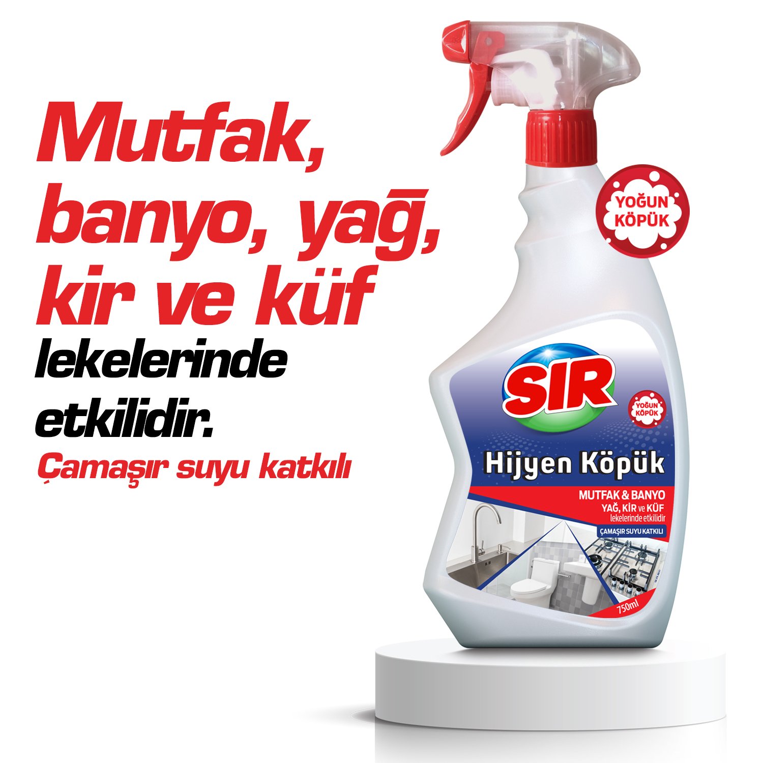 Sır Hijyen Köpük Mutfak & Banyo Çamaşır Suyu Katkılı 750 ml