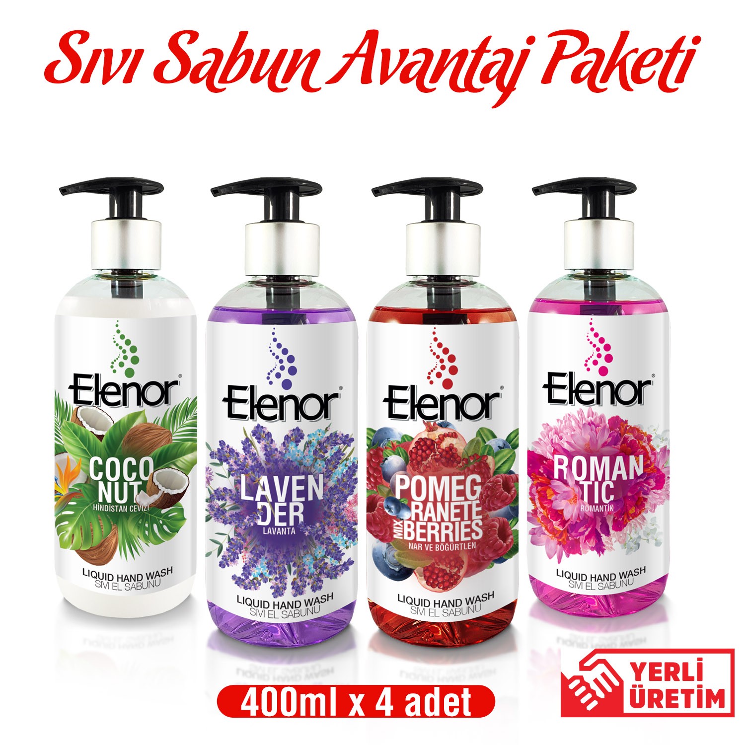 Elenor Sıvı Sabun 4’lü Avantaj Paketi 4 x 400 ml