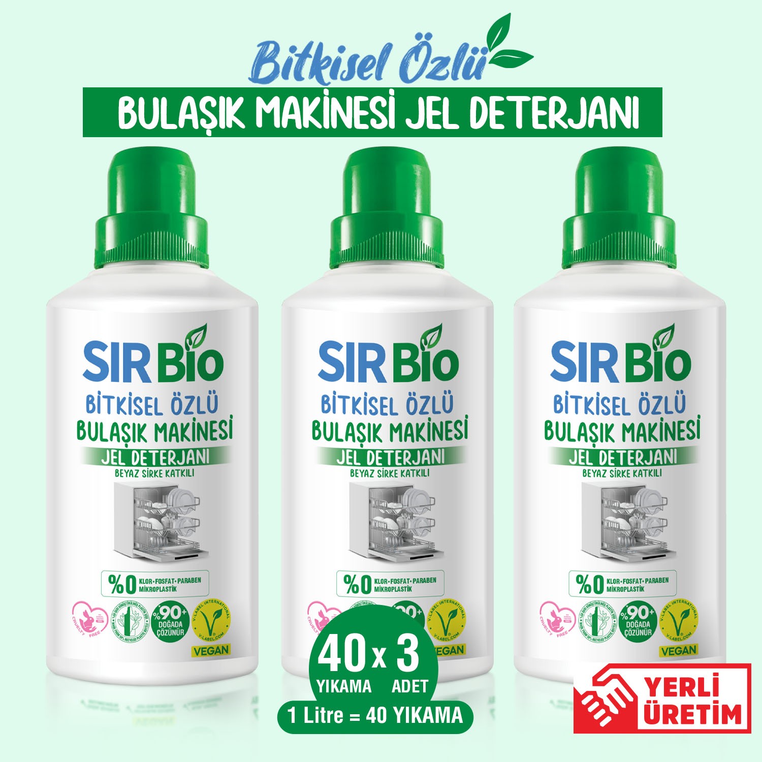 Sır Bio Bulaşık Makine Deterjanı 1000 ml 3'lü