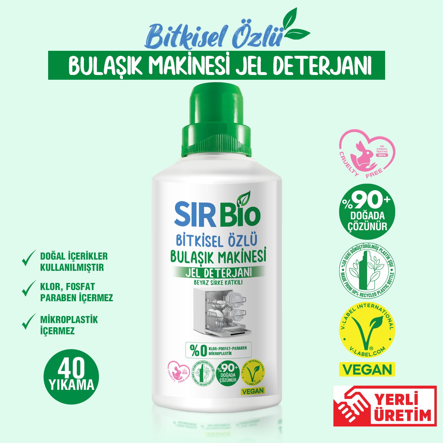 Sır Bio Bitkisel Özlü Bulaşık Makine Deterjanı 1000 Ml 40 Yıkama