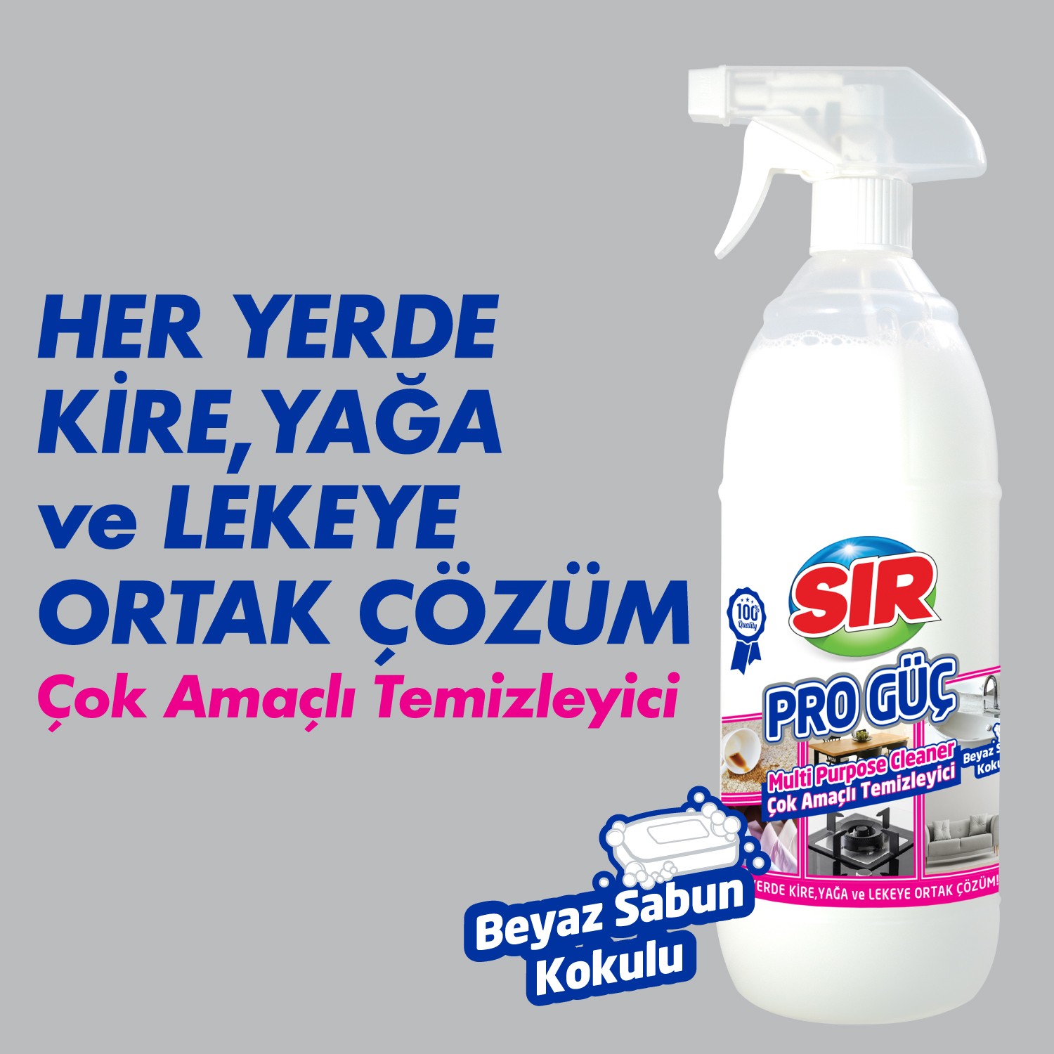 Sır Pro Güç Çok Amaçlı Temizleyici Beyaz Sabun Kokulu 1000 ml