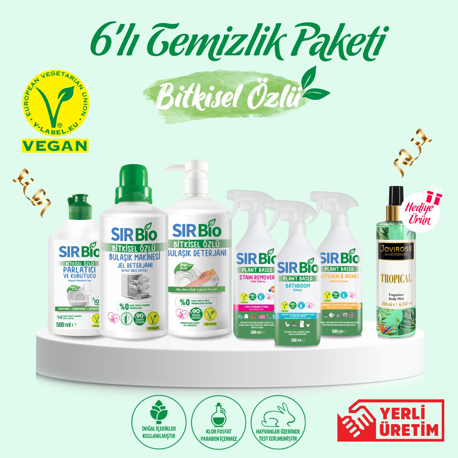 Sır Bio Bitkisel Özlü 6'lı Temizlik Paketi + Vücut Spreyi Hediyeli