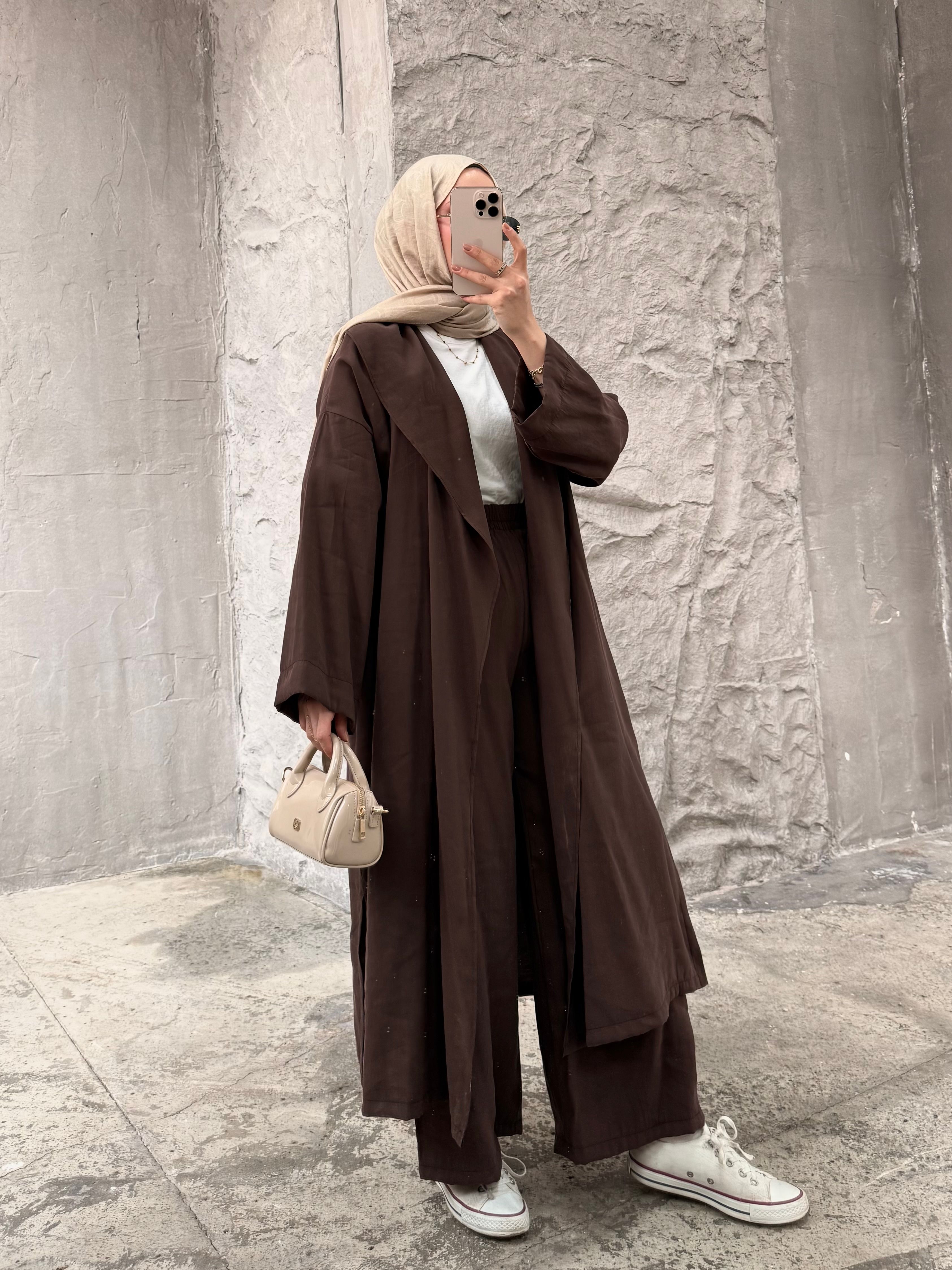 6027 Kimono Takım - Kahverengi