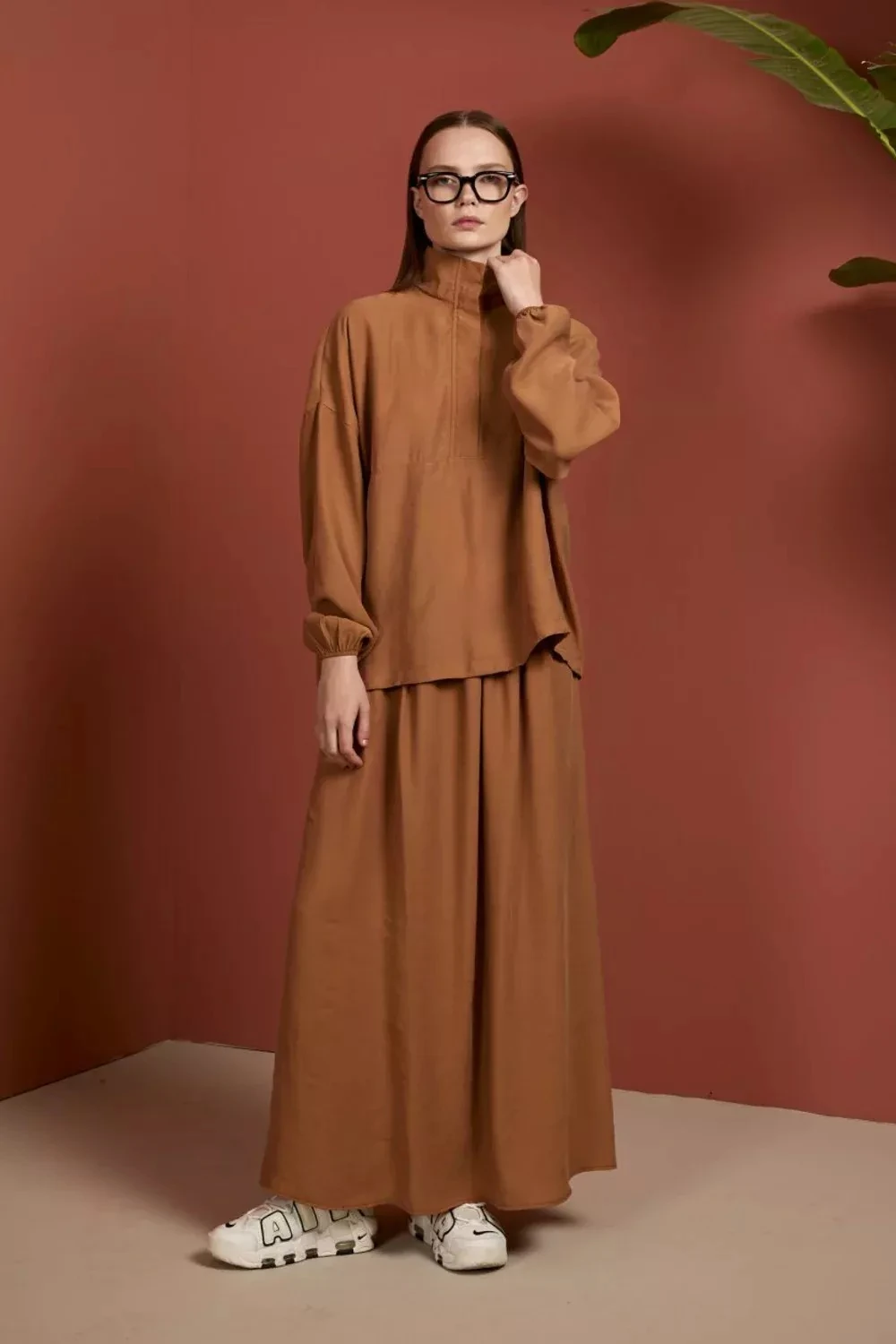 1024 - Tensel Modal Takım - Kahverengi