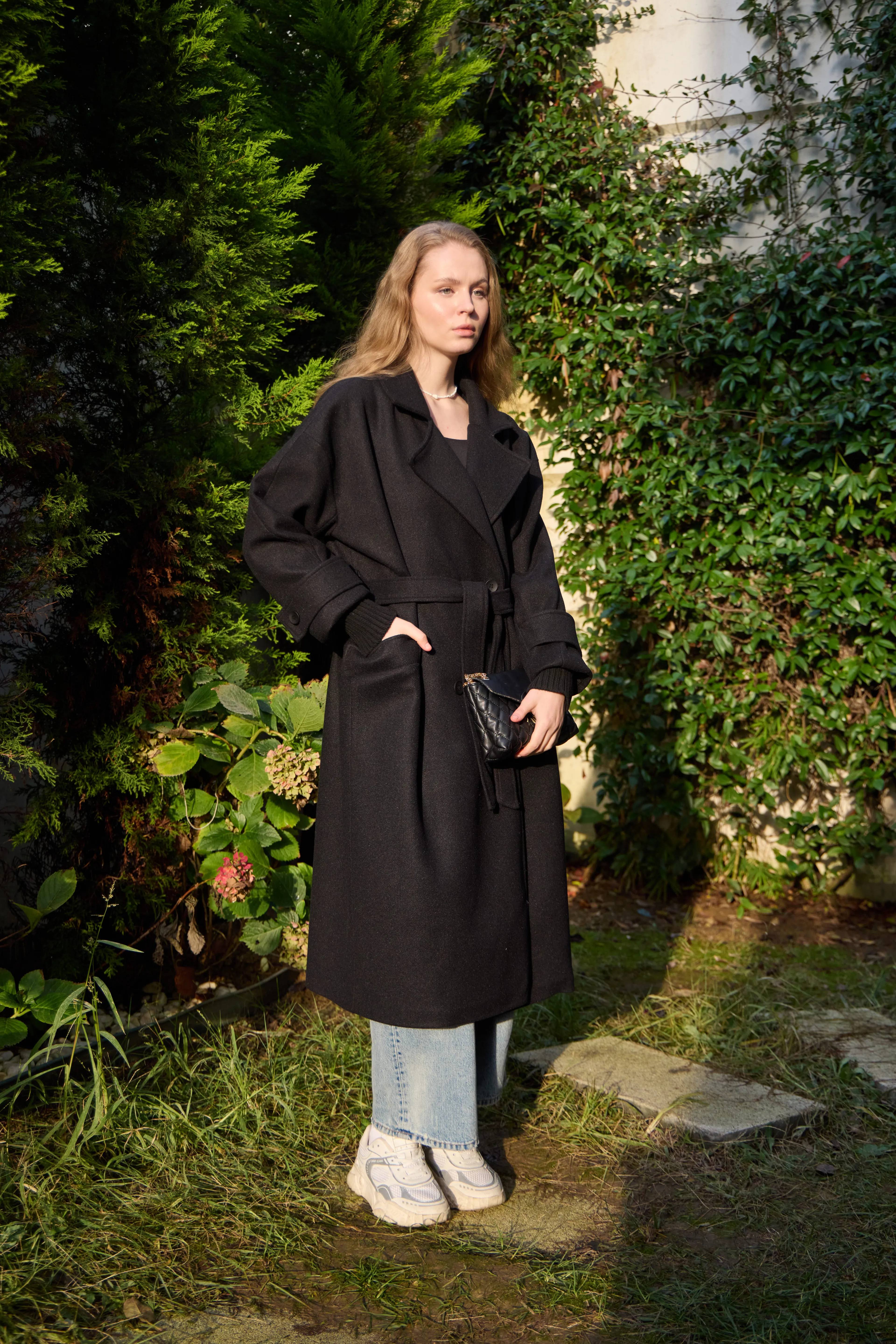 0025 premium kaşe kaban kolları triko detaylı