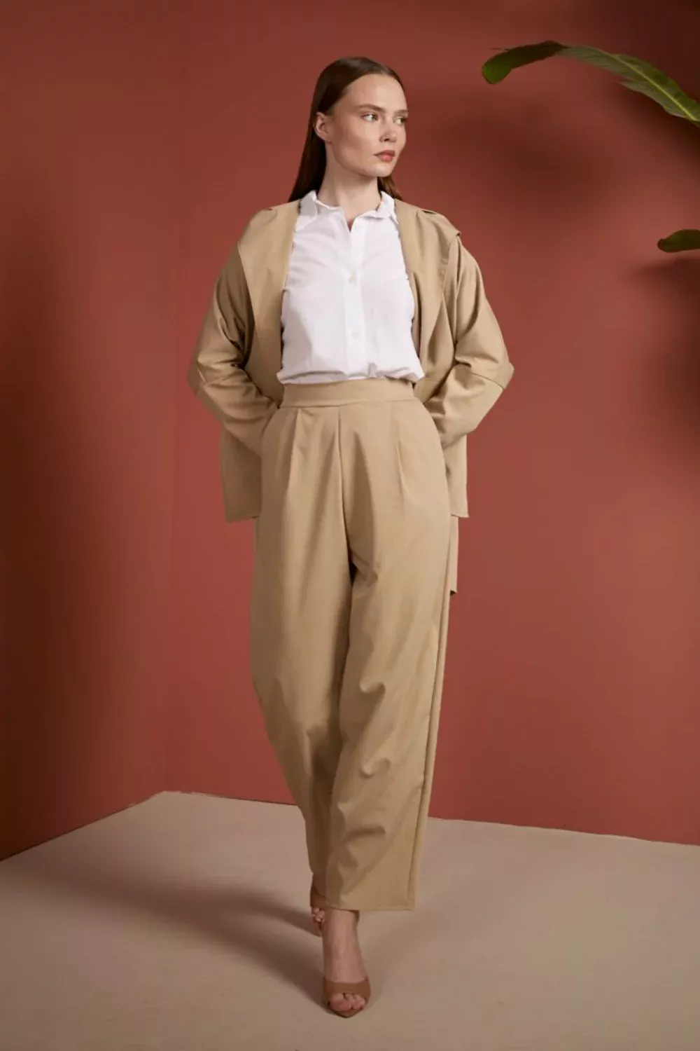 Poliviskon Ceket Takım - Vizon