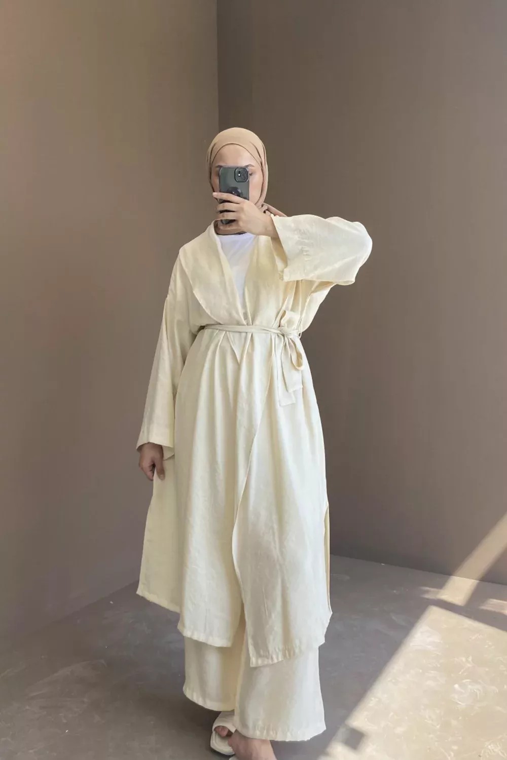 6027 Kimono Takım - Ekru