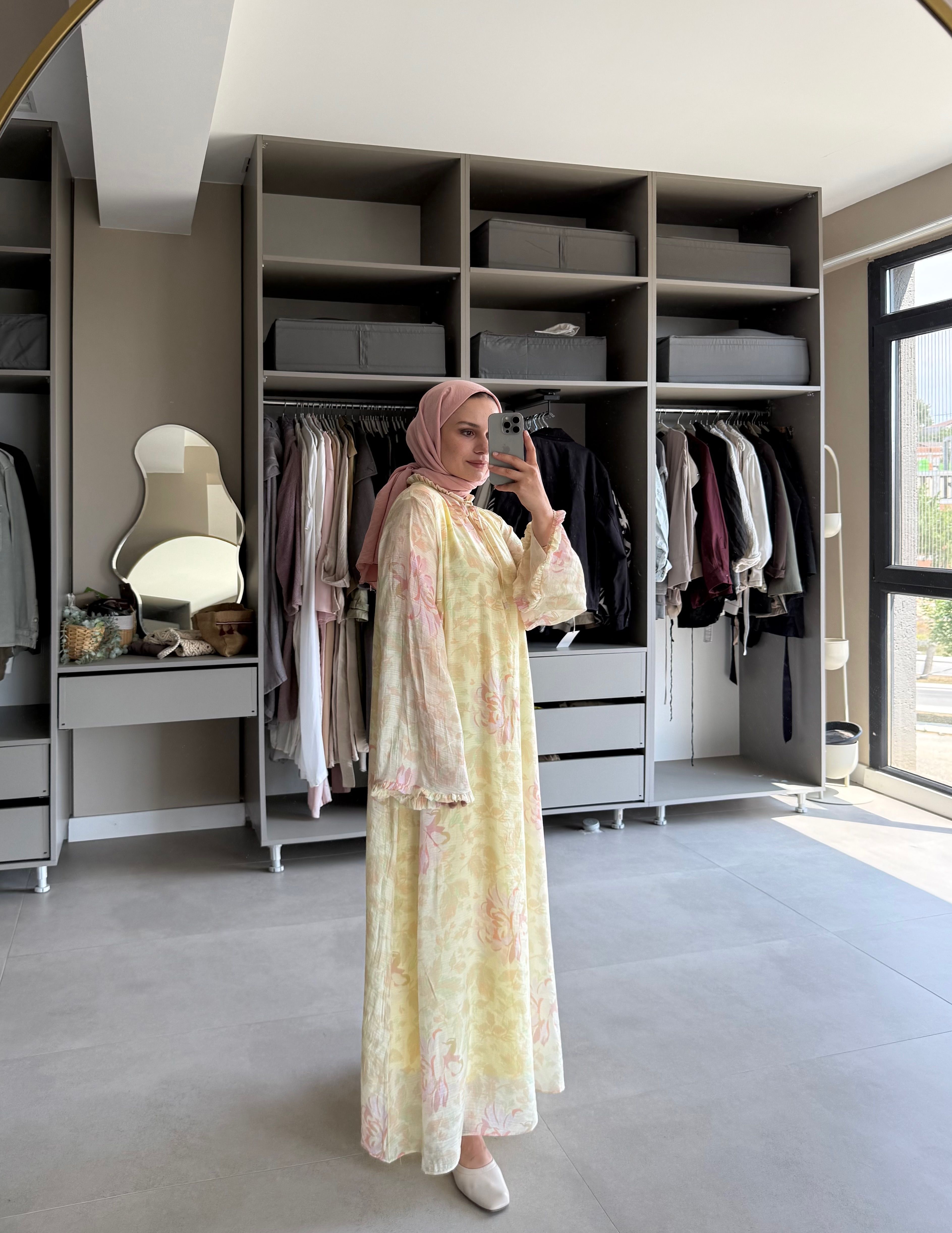 0015 Tül modal  elbise - Pembe