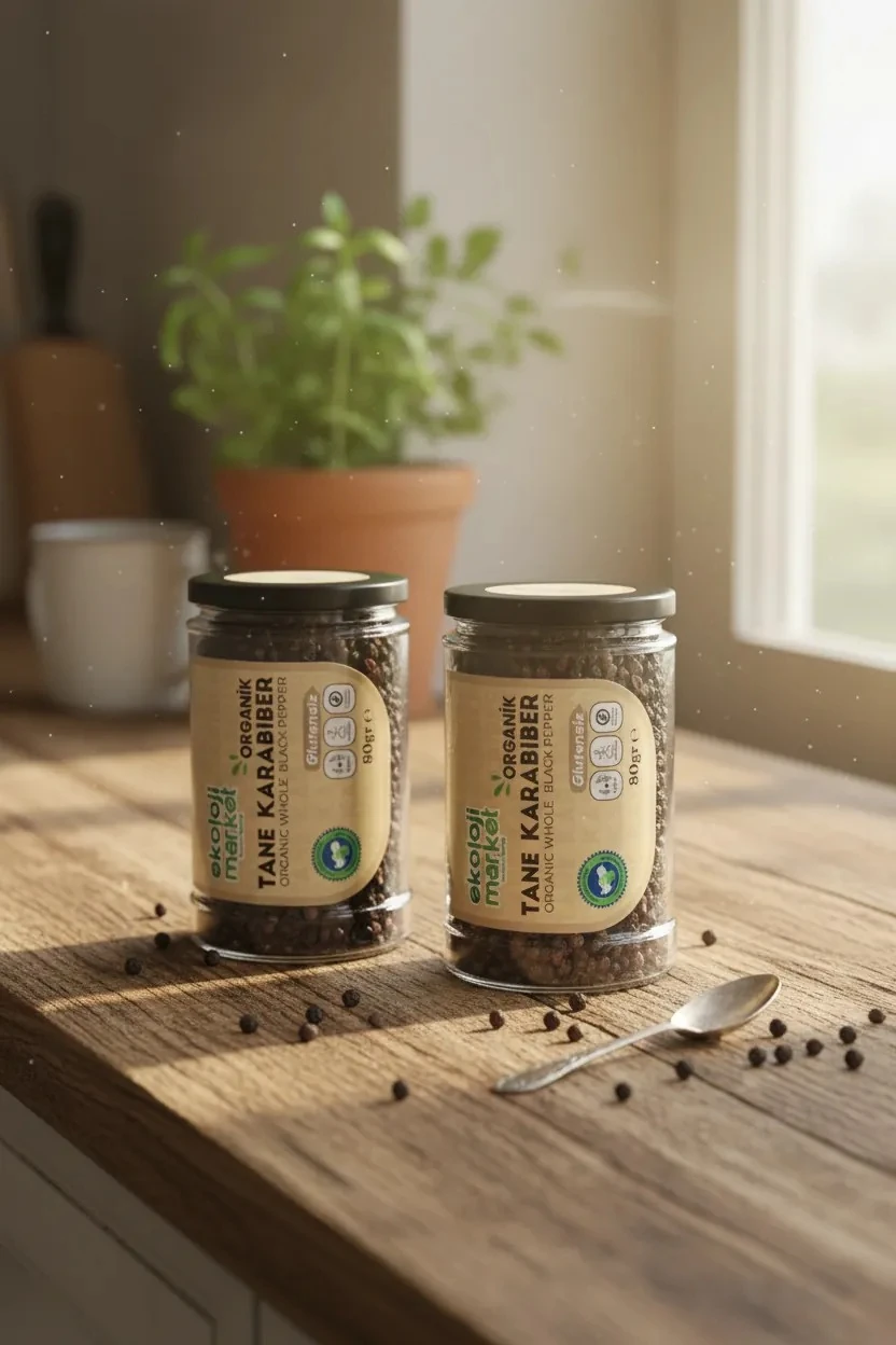 Organik Glutensiz Tane Karabiber 80 Gr x 2 Adet