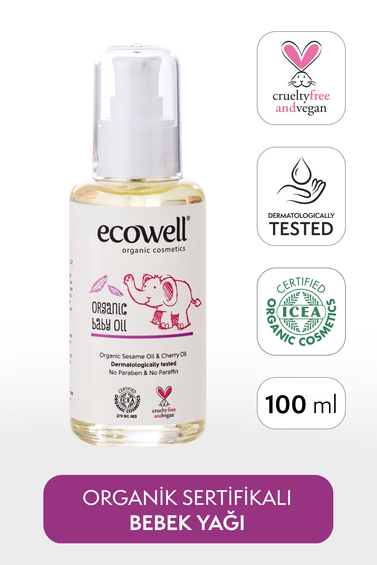 ECOWELL ORGANİK BEBE YAĞI (100 ml)