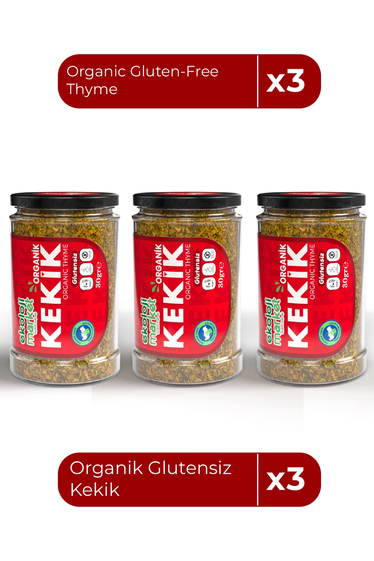Organik Glutensiz Kekik 30 Gr x 3 Adet