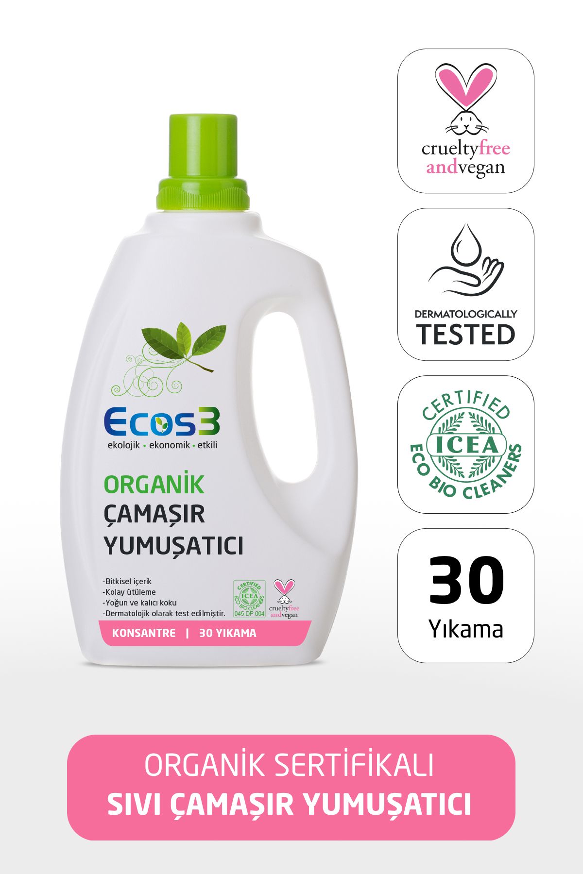 ECOS3 ORGANİK ÇAMAŞIR YUMUŞATICI (750 ML - 30 Yıkama)