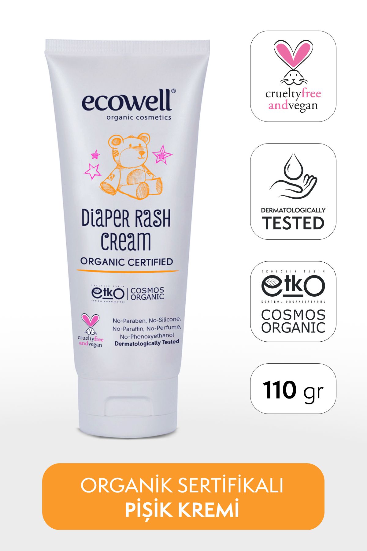 ECOWELL ORGANİK PİŞİK KREMİ (110 gr Tüp)