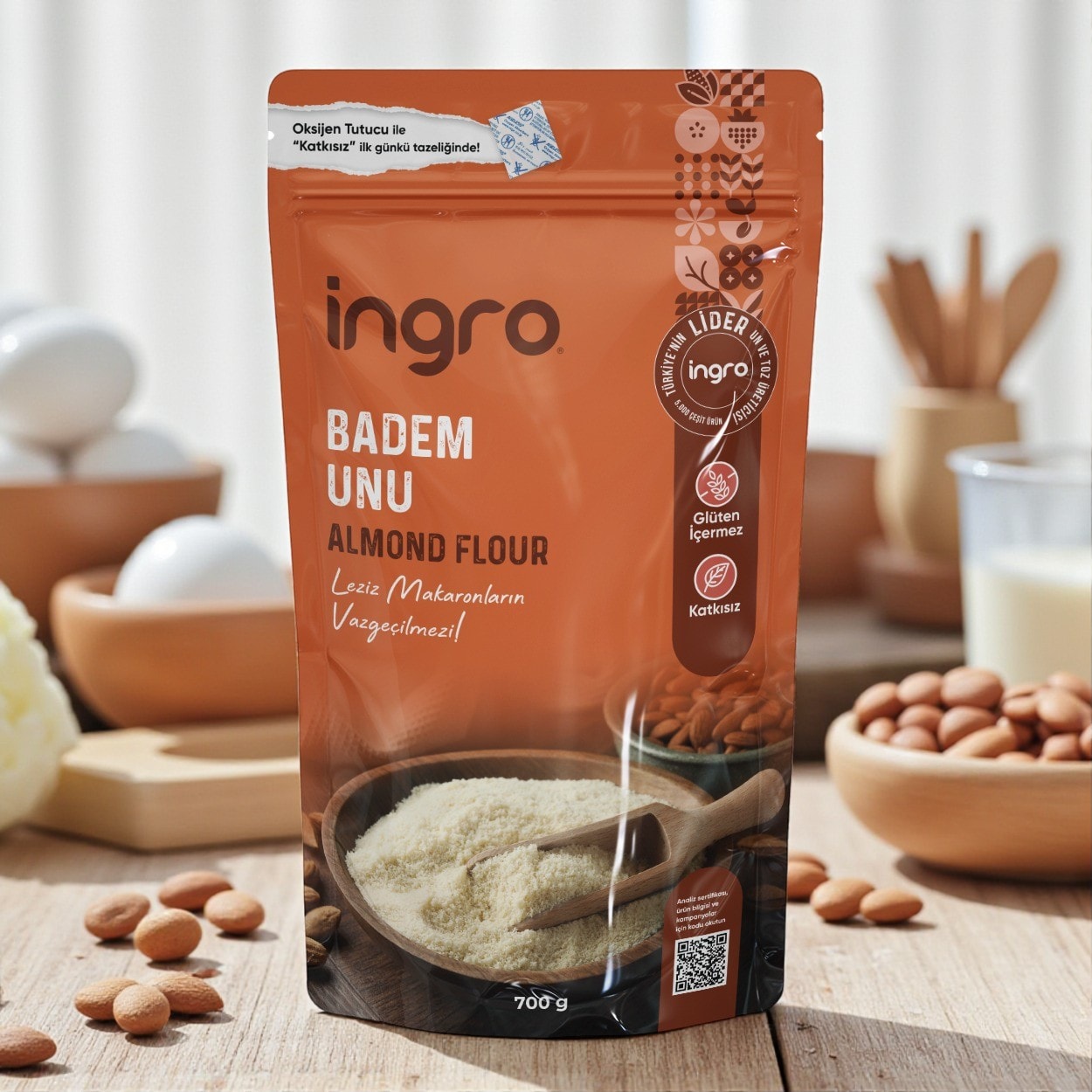Ingro Glutensiz Badem Unu (Zarsız) 700 gr