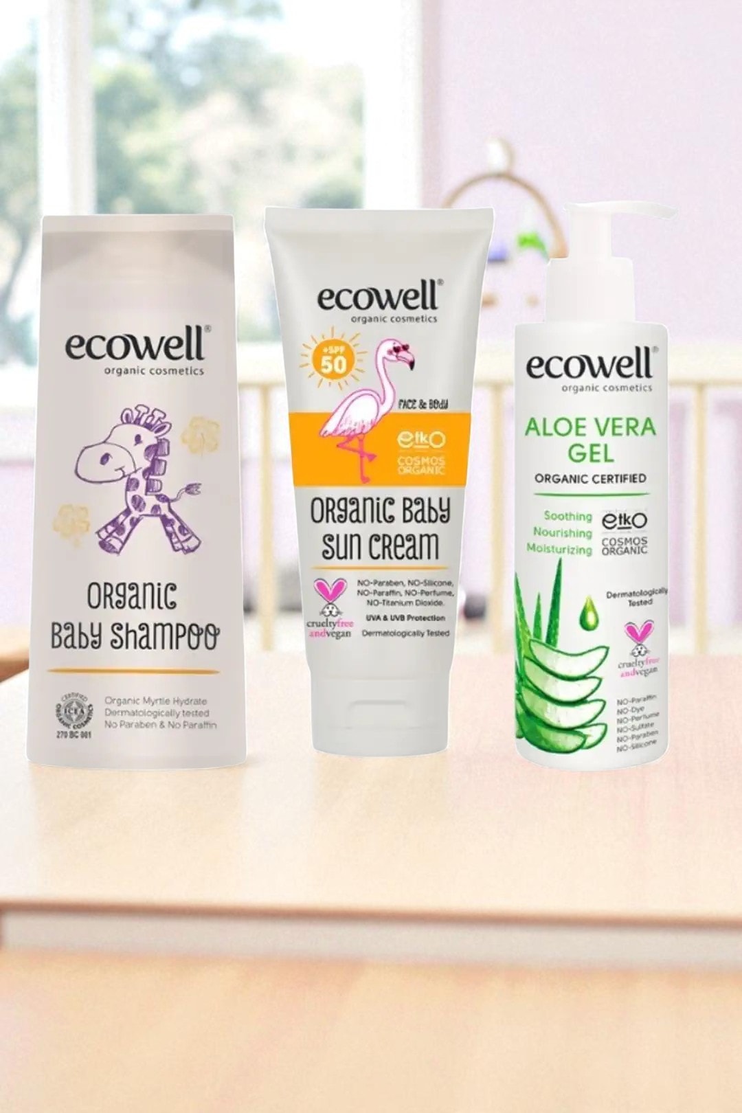 Ecowell Bebek Mini Yaz Paketi (Bebek Şampuanı + Güneş Kremi + Aloevera Jel)