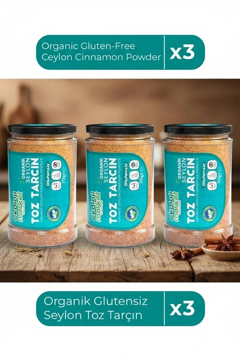 Organik Glutensiz Seylon Toz Tarçın 70 Gr x 3 Adet