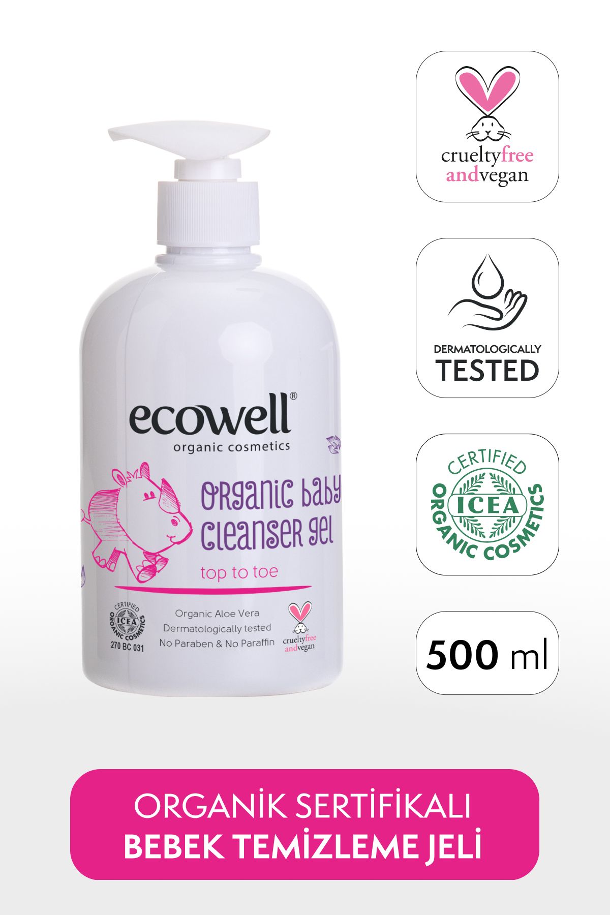ECOWELL ORGANİK BEBEK TEMİZLEME JELİ (500 ml)
