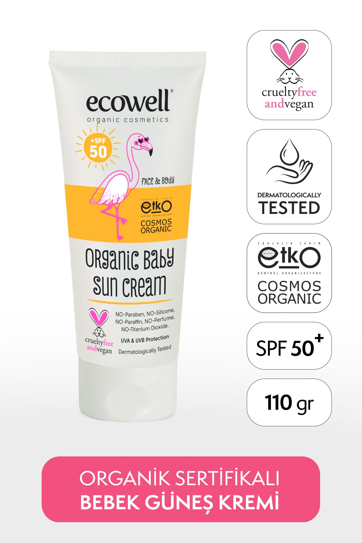 ECOWELL ORGANİK BEBEK GÜNEŞ KREMİ 50 SPF (110 gr)