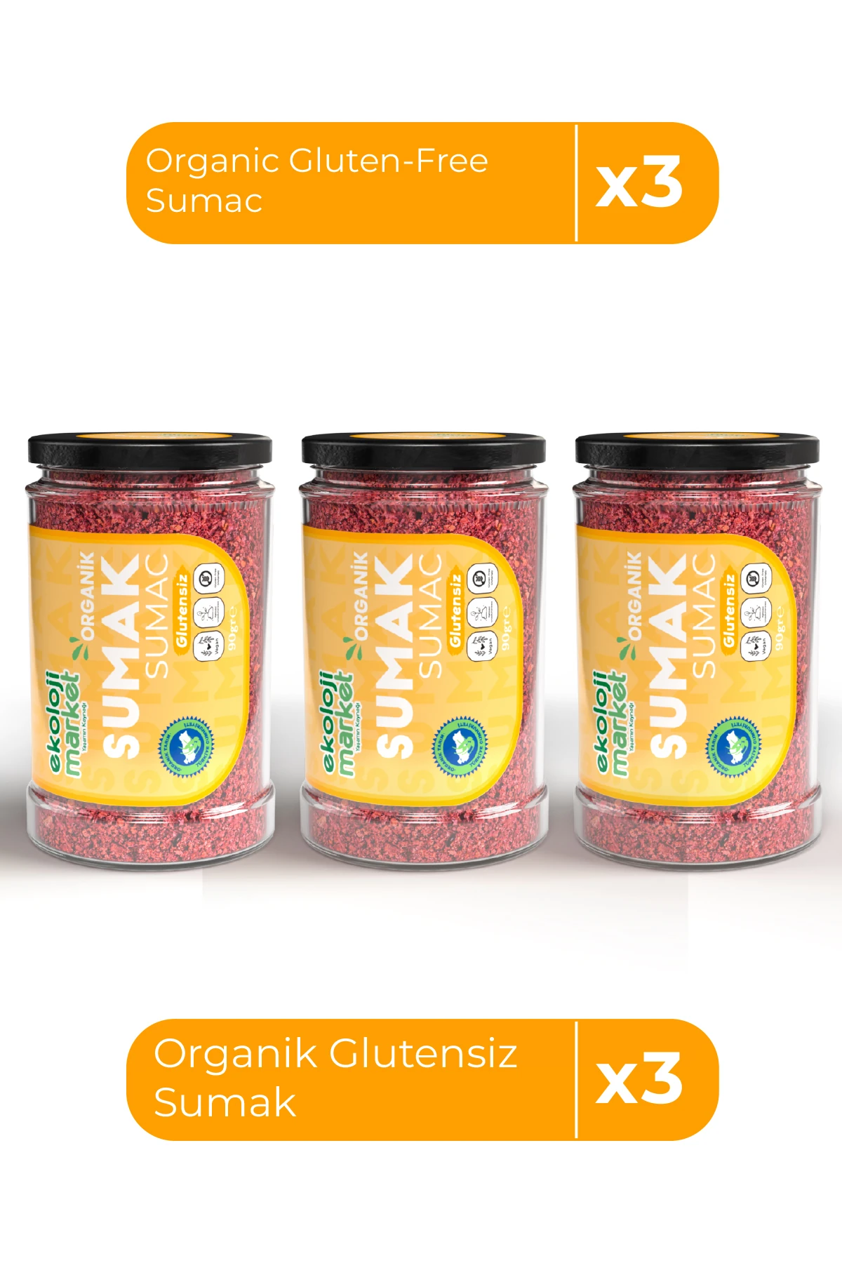 Organik Glutensiz Sumak 90 Gr x 3 Adet